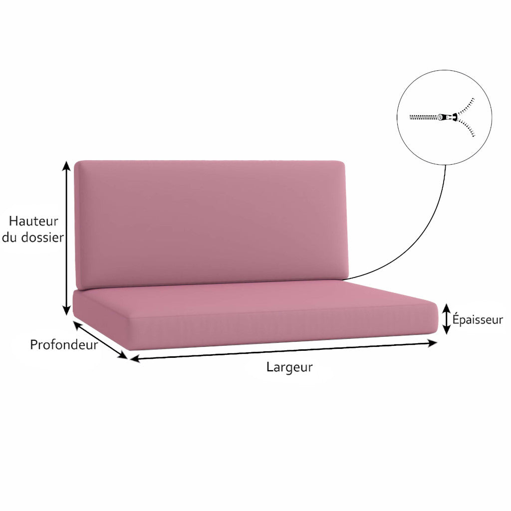 Coussin pour palette avec dossier Dimensions