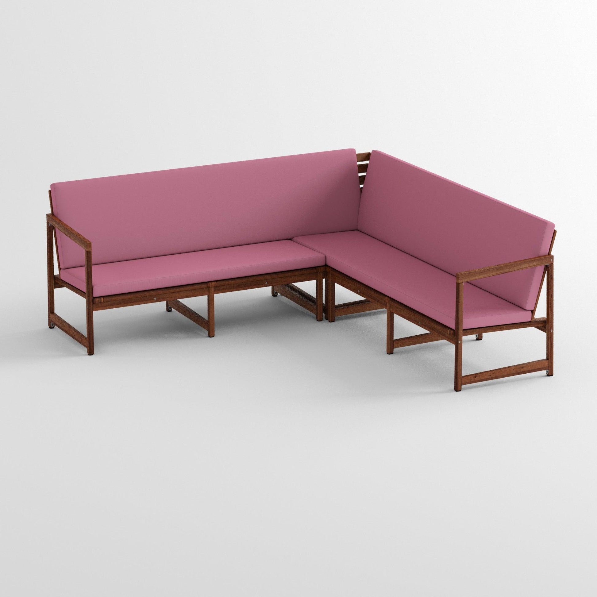 Coussin de banc d'angle extérieur avec dossier - 2 pièces